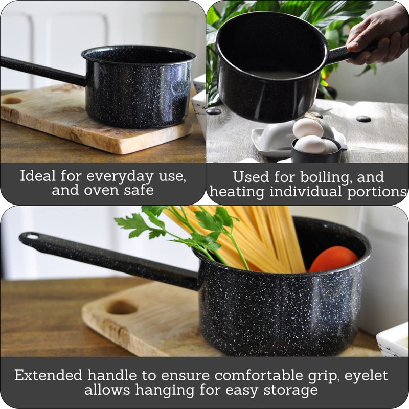 Mirro 1 Quart Enamel Sauce Pan with Speckled Finish - Image 2